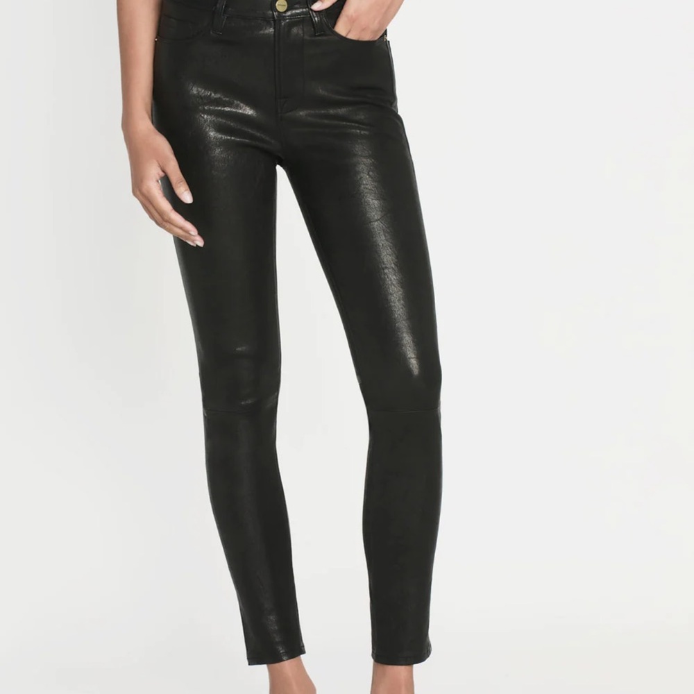 Frame Washed Black Leather Pants